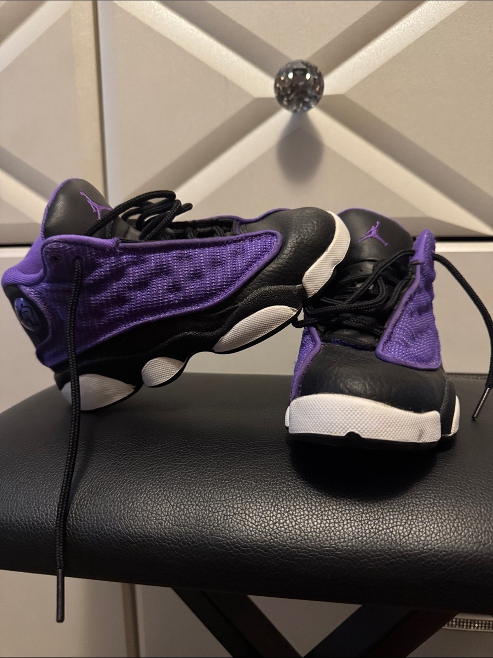Jordan Kids Black and Purple Retro Sneakers